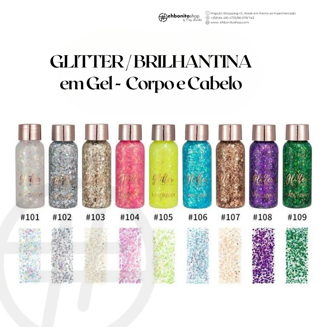 GLITTER / BRILHANTINA em Gel - Corpo e Cabelo - EhbonitoshopMoz