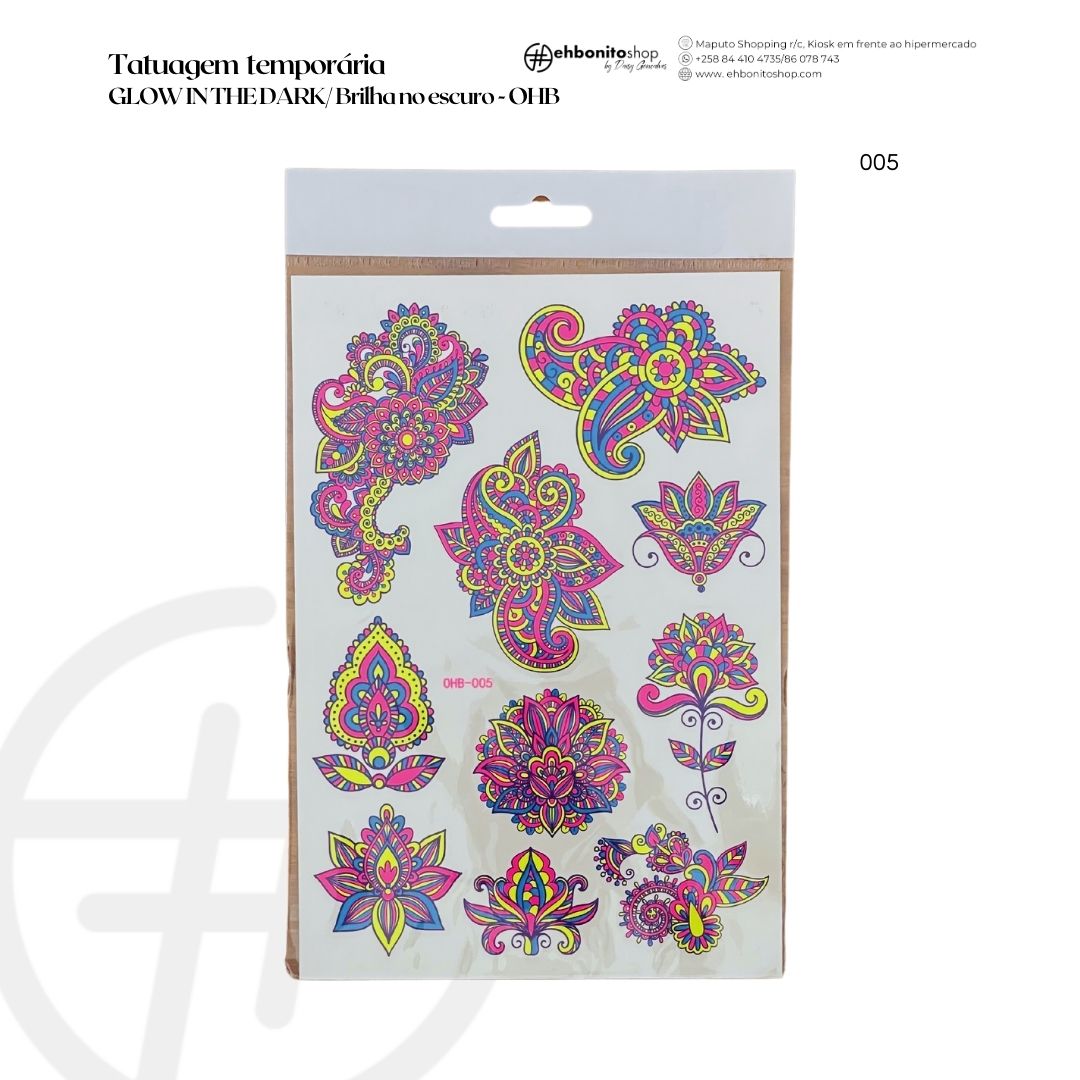 Tatuagem temporária GLOW IN THE DARK/ Brilha no escuro-OHB - EhbonitoshopMoz