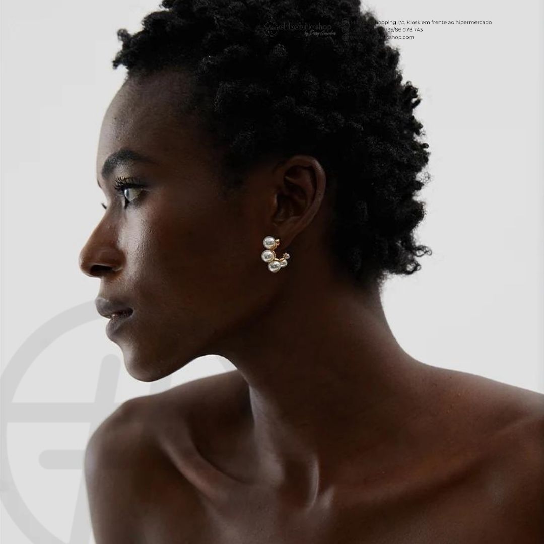 Lena - Argolas com perolas banhado a ouro de 18k - EhbonitoshopMoz