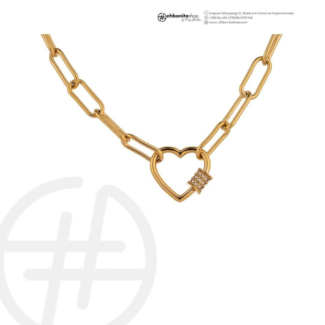 Bia - Colar com pingente e zirconias com banho de ouro 18k - EhbonitoshopMoz