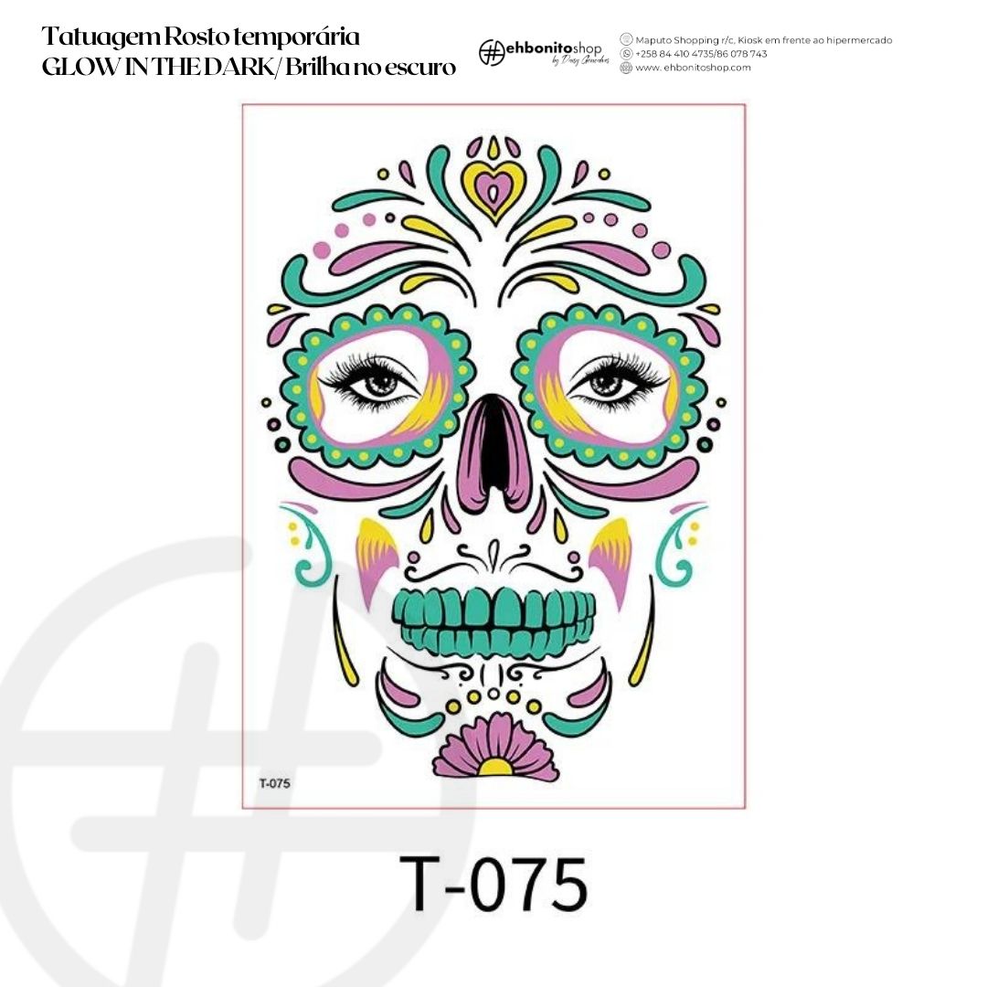 Tatuagem Rosto temporária GLOW IN THE DARK/ Brilha no escuro - EhbonitoshopMoz