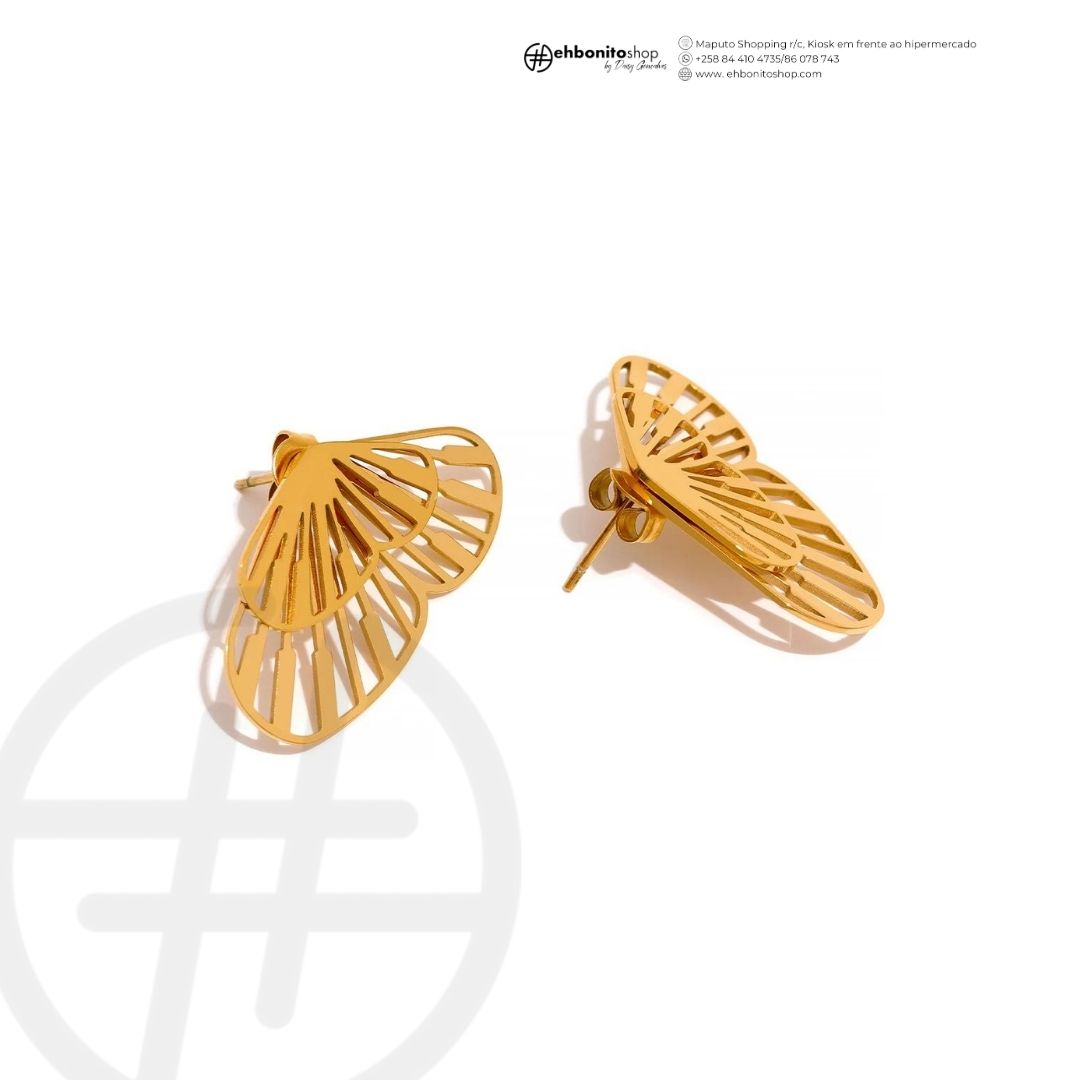 Liriel - brincos borboleta multi uso banhado a ouro de 18k - EhbonitoshopMoz