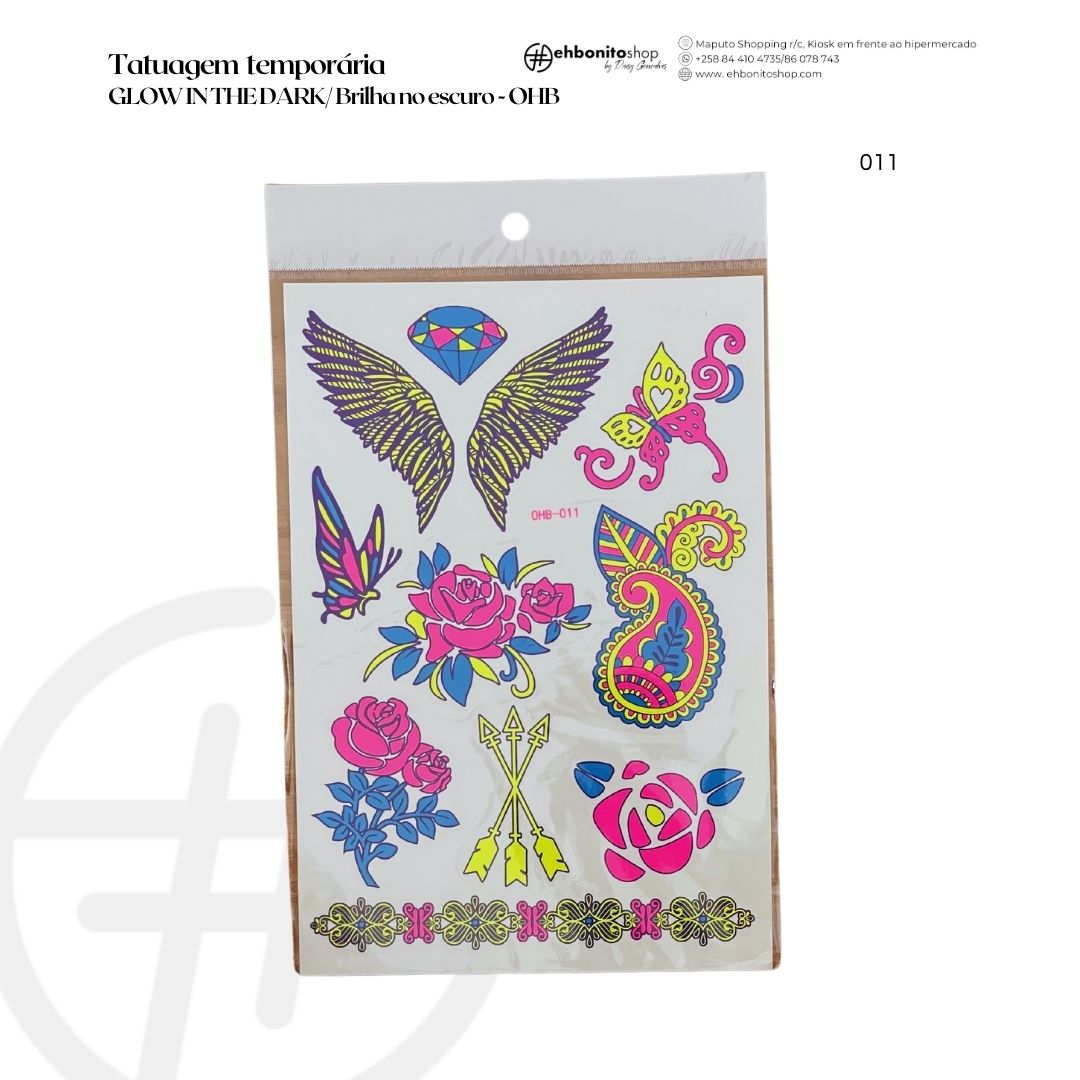 Tatuagem temporária GLOW IN THE DARK/ Brilha no escuro-OHB - EhbonitoshopMoz