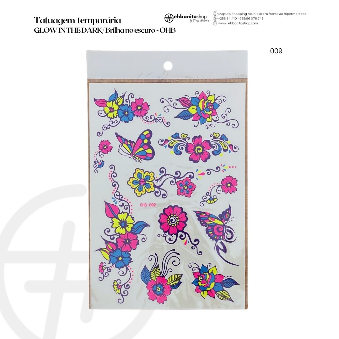 Tatuagem temporária GLOW IN THE DARK/ Brilha no escuro-OHB - EhbonitoshopMoz