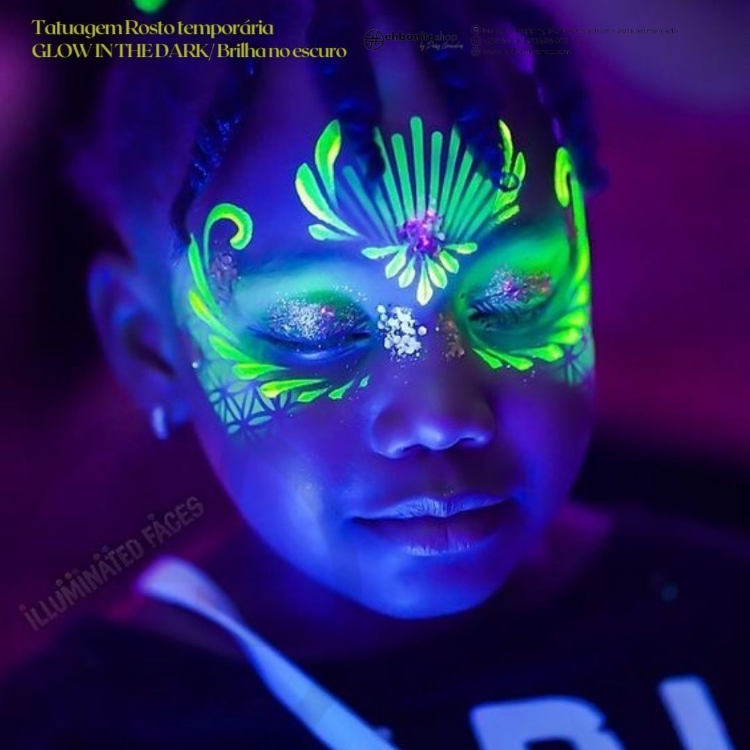 Tatuagem Rosto temporária GLOW IN THE DARK/ Brilha no escuro - EhbonitoshopMoz