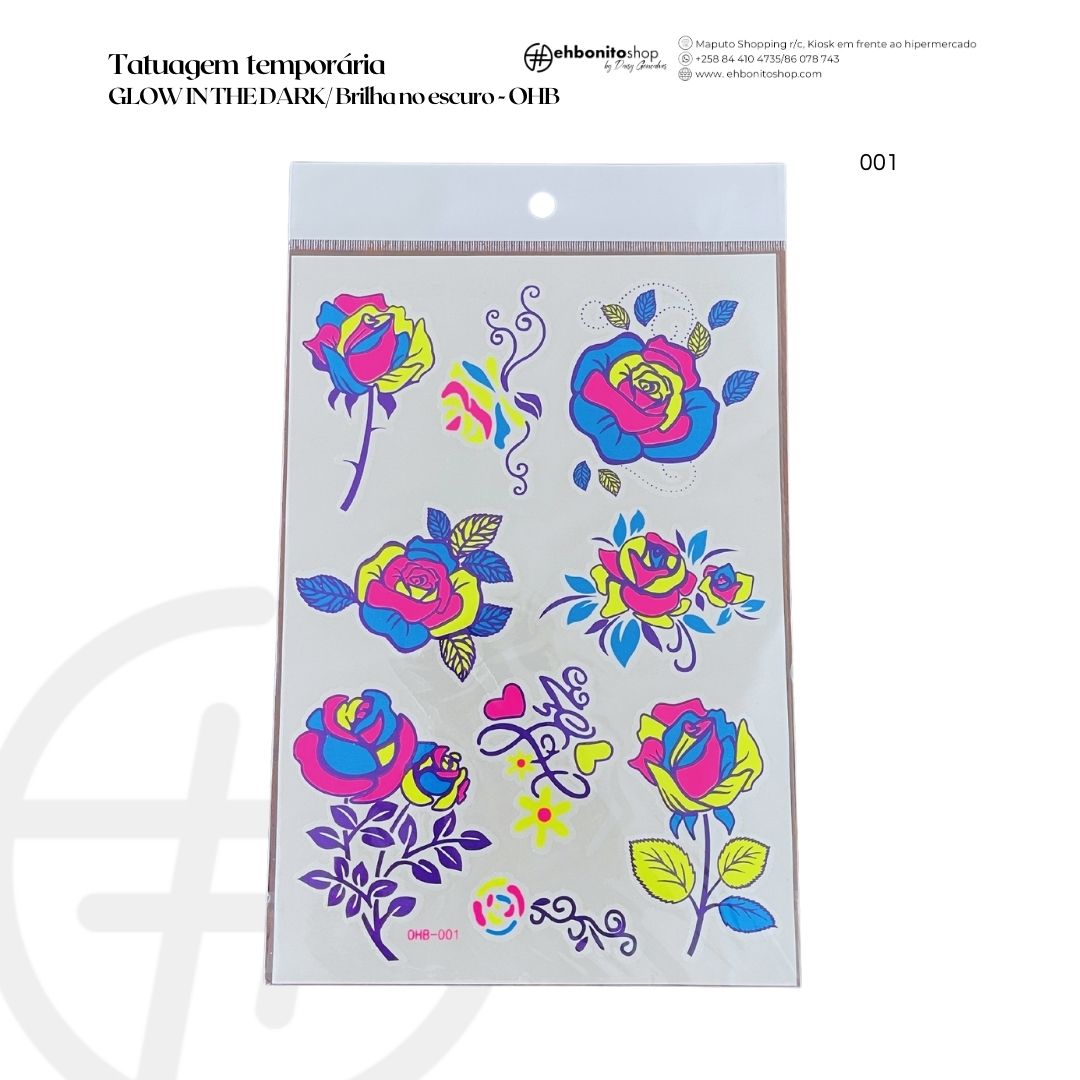 Tatuagem temporária GLOW IN THE DARK/ Brilha no escuro-OHB - EhbonitoshopMoz