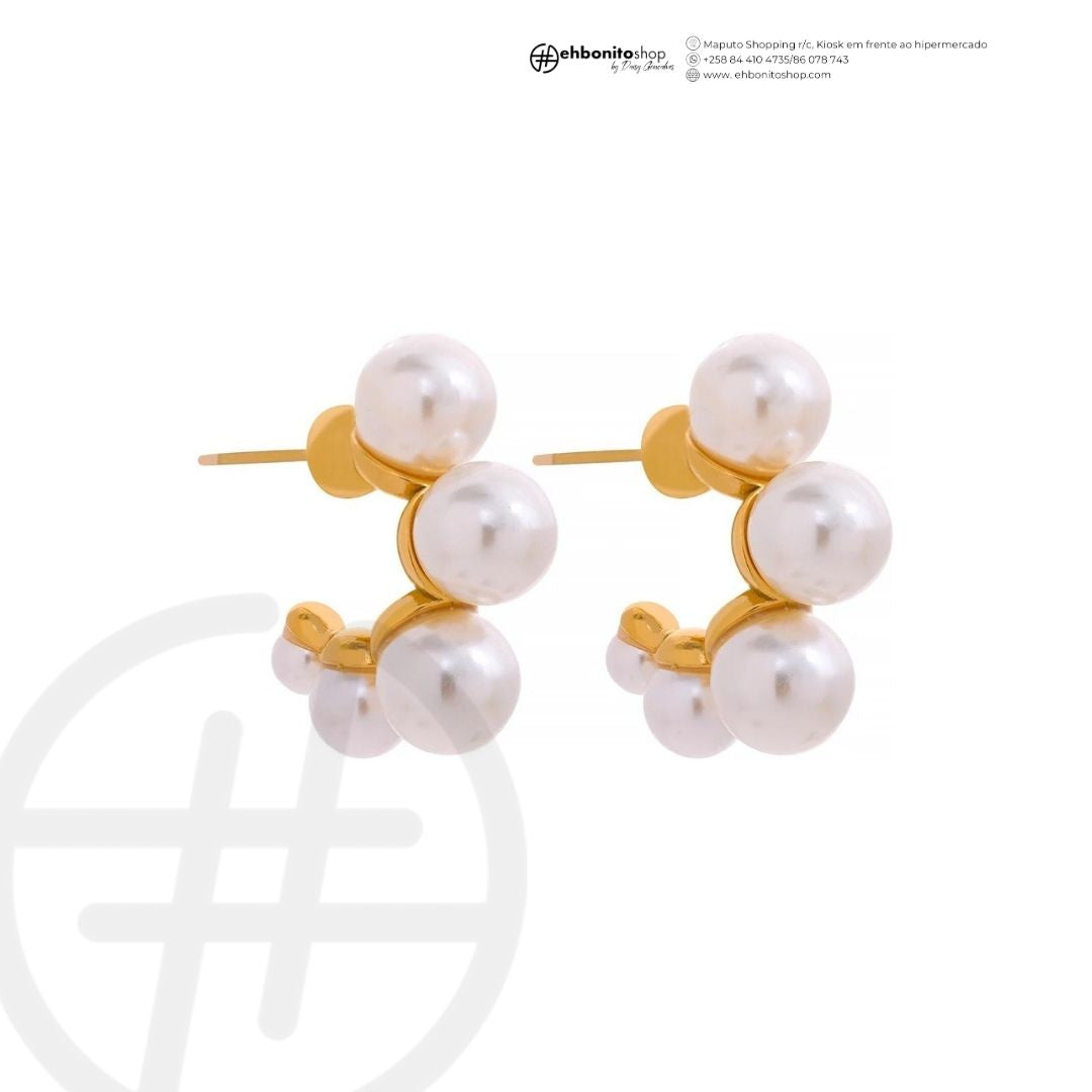 Lena - Argolas com perolas banhado a ouro de 18k - EhbonitoshopMoz