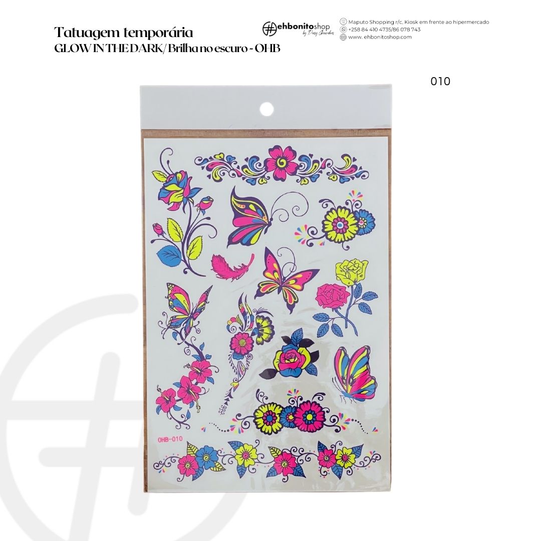 Tatuagem temporária GLOW IN THE DARK/ Brilha no escuro-OHB - EhbonitoshopMoz