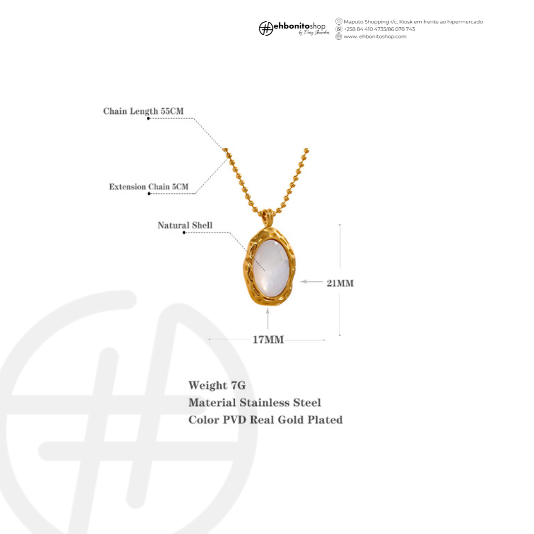 TERESA- COLAR COM PINGENTE MADREPÉROLA banho Ouro 18k - EhbonitoshopMoz