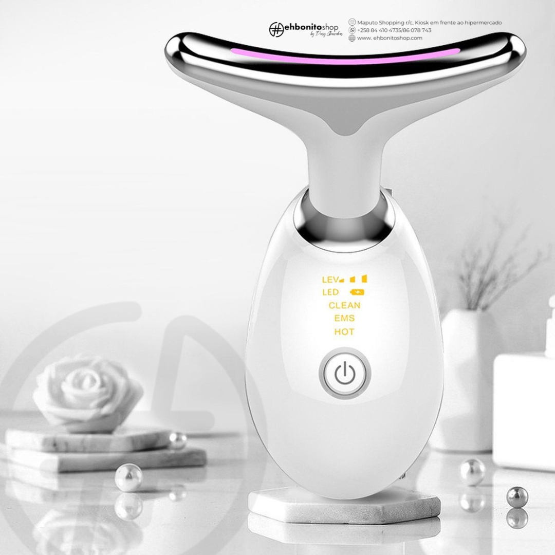 PRÉ-VENDA: Massageador Facial EMS Rejuvenescedor para Rosto e Pescoço com Fototerapia - EhbonitoshopMoz