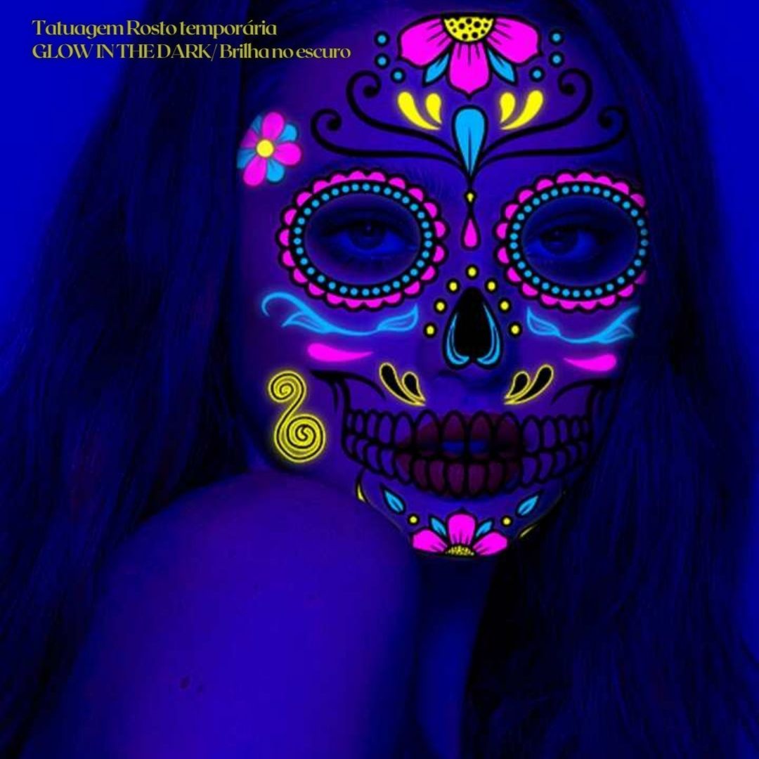Tatuagem Rosto temporária GLOW IN THE DARK/ Brilha no escuro - EhbonitoshopMoz