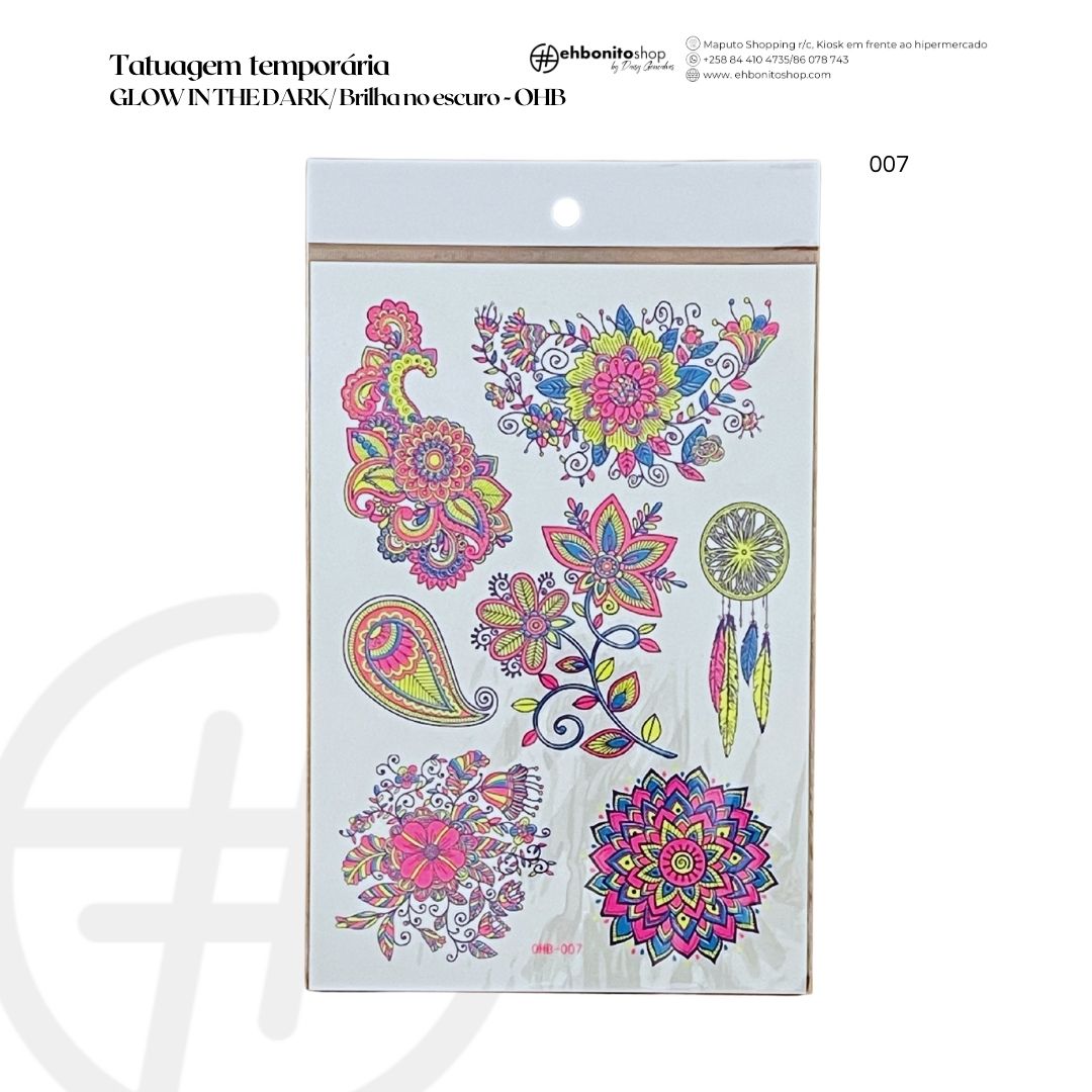 Tatuagem temporária GLOW IN THE DARK/ Brilha no escuro-OHB - EhbonitoshopMoz