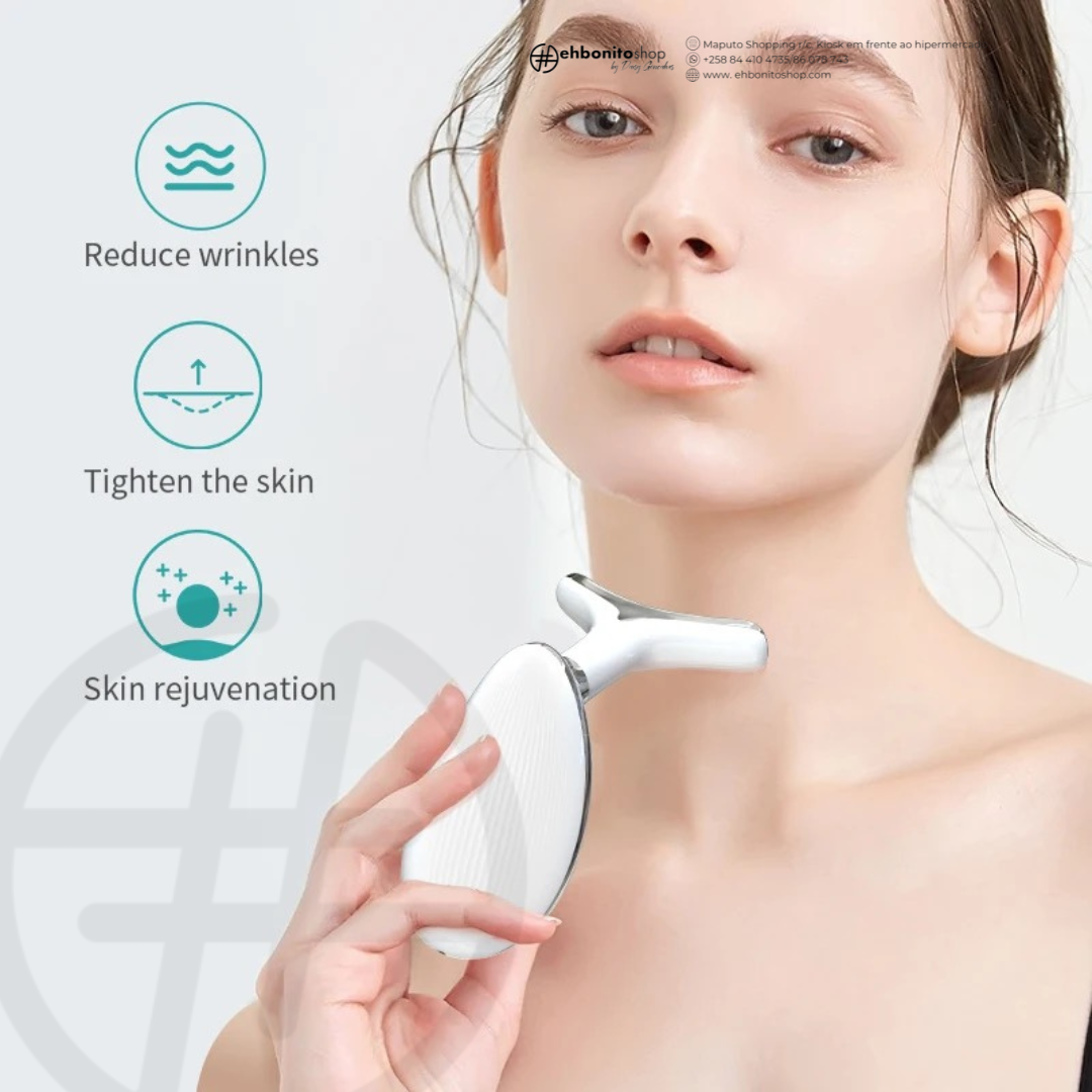 PRÉ-VENDA: Massageador Facial EMS Rejuvenescedor para Rosto e Pescoço com Fototerapia - EhbonitoshopMoz