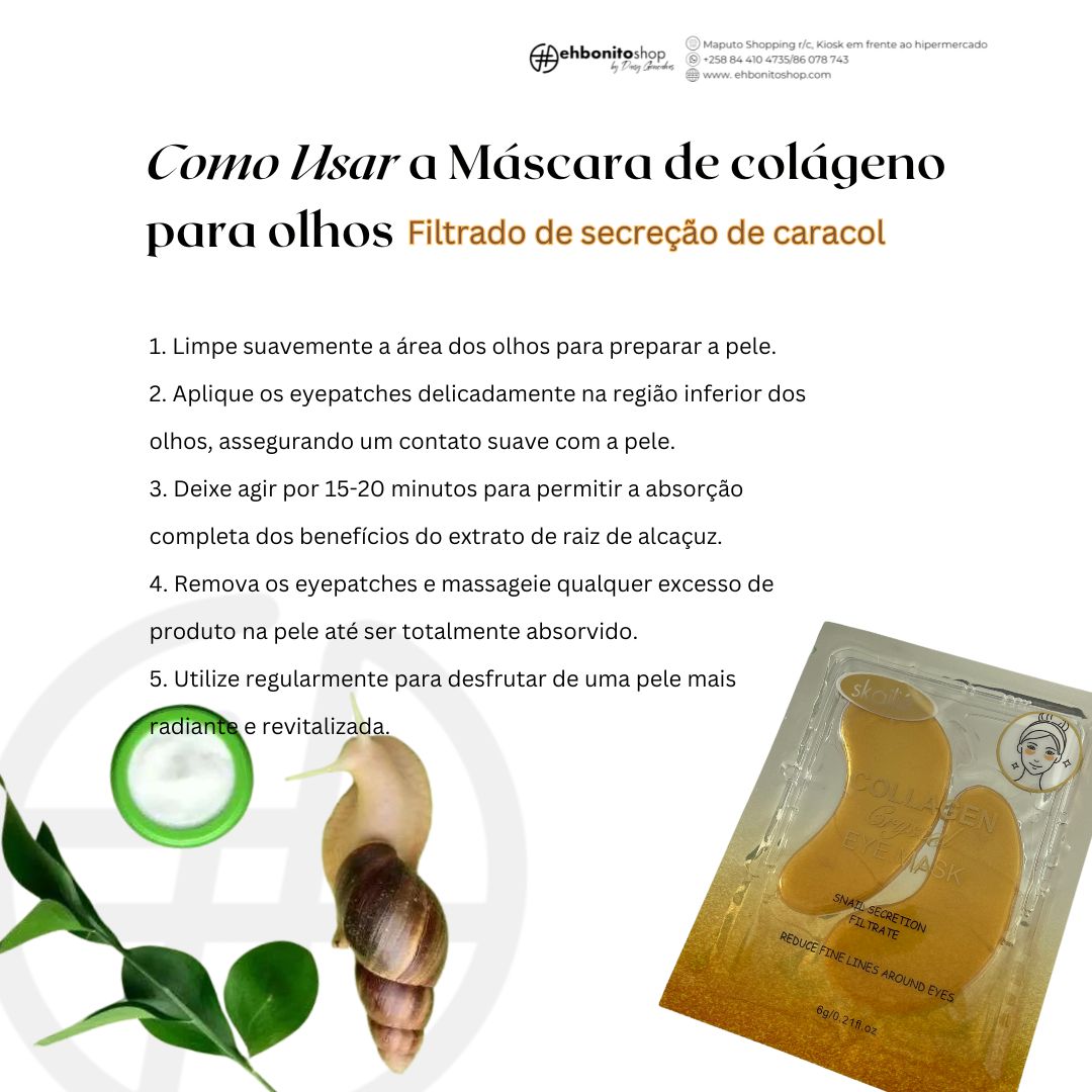 Máscara de Olhos Filtrado de secreção de Caracol - Reduz Linhas finas a volta dos olhos - SKAILIE - EhbonitoshopMoz