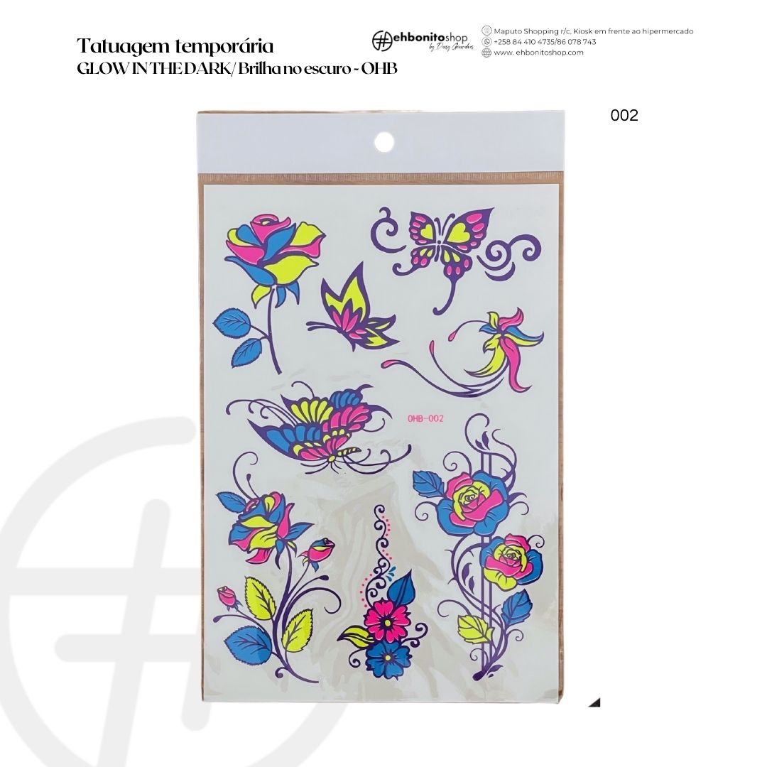 Tatuagem temporária GLOW IN THE DARK/ Brilha no escuro-OHB - EhbonitoshopMoz
