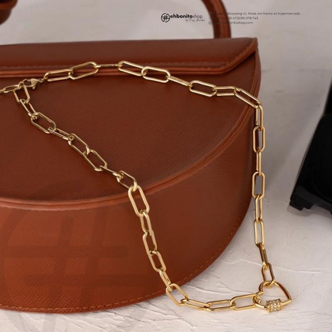 Bia - Colar com pingente e zirconias com banho de ouro 18k - EhbonitoshopMoz