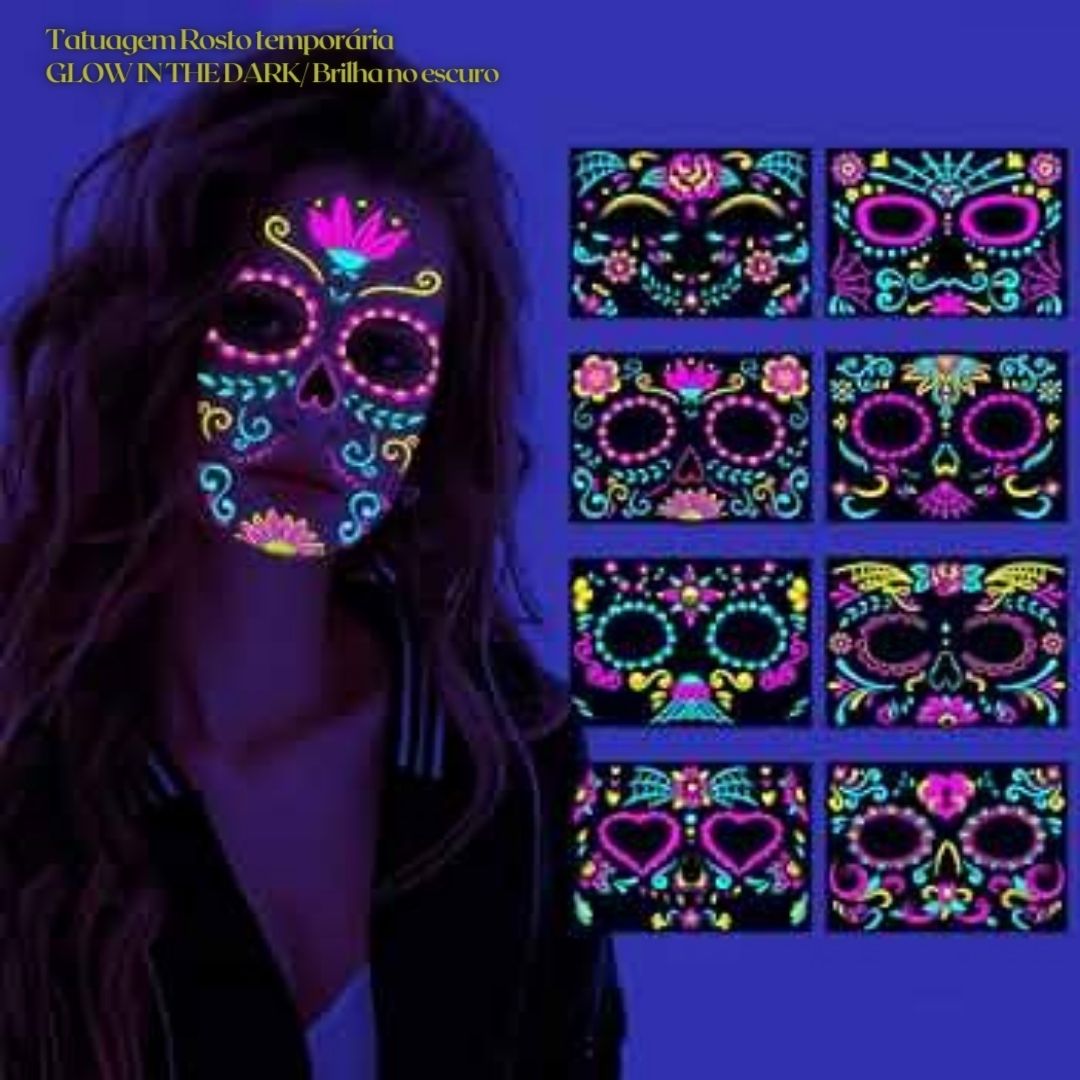 Tatuagem Rosto temporária GLOW IN THE DARK/ Brilha no escuro - EhbonitoshopMoz