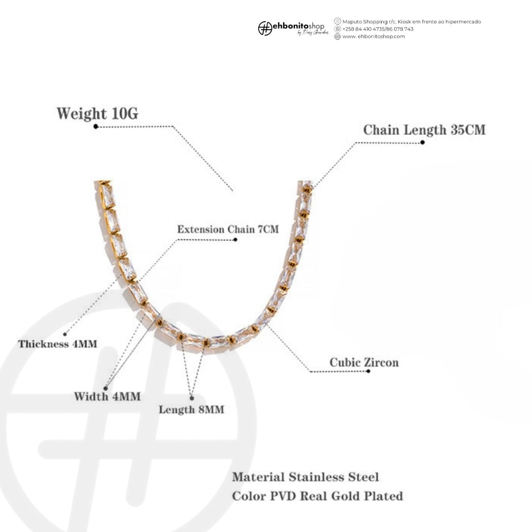 ISABELLA- COLAR EM ZIRCONIAS banho Ouro 18k - EhbonitoshopMoz