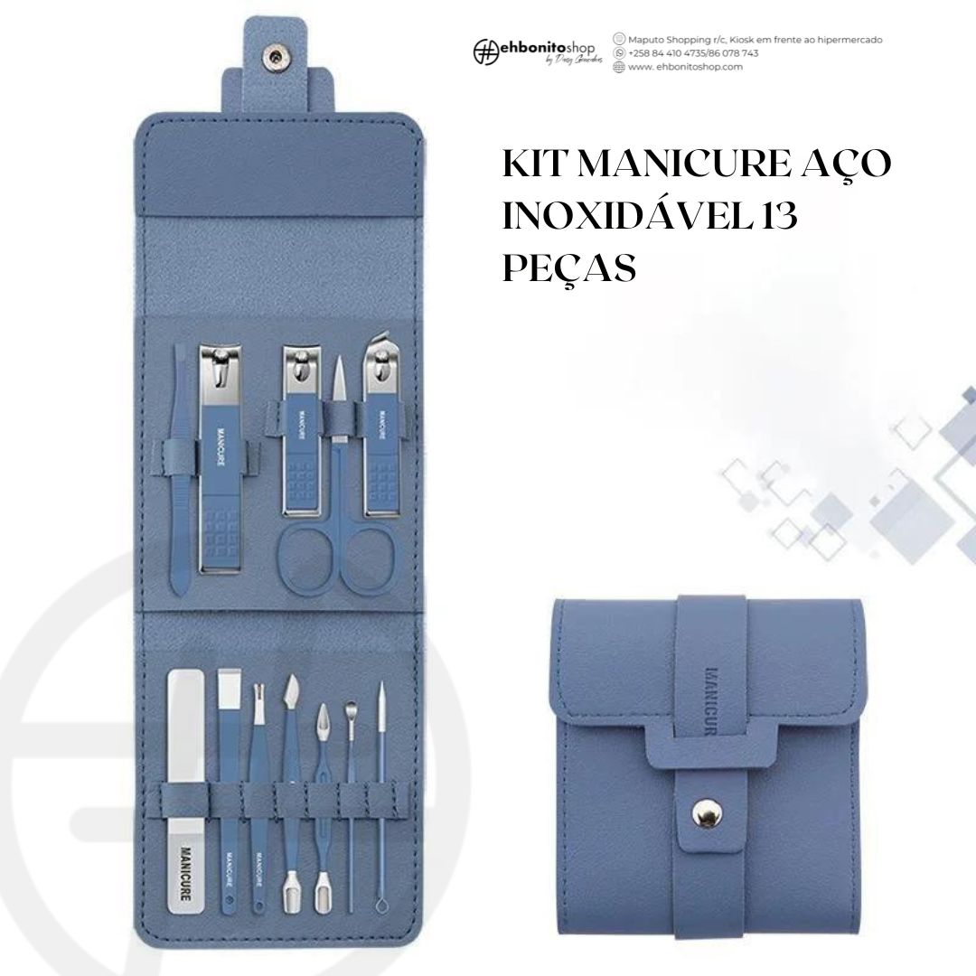 KIT MANICURE AÇO INOXIDÁVEL 13 PEÇAS - EhbonitoshopMoz