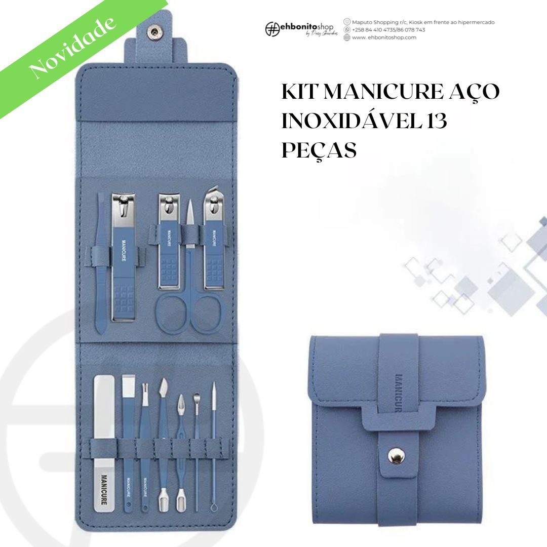 KIT MANICURE AÇO INOXIDÁVEL 13 PEÇAS - EhbonitoshopMoz