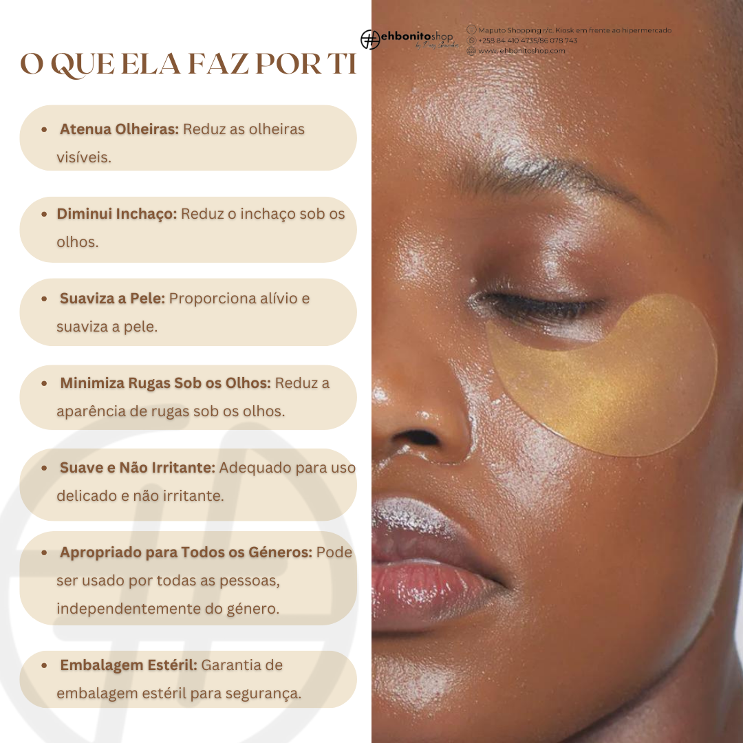 Máscara de Olhos Ouro - Olheiras, Puffy eyes ( Olhos inchados) e Rugas - SKAILIE - EhbonitoshopMoz