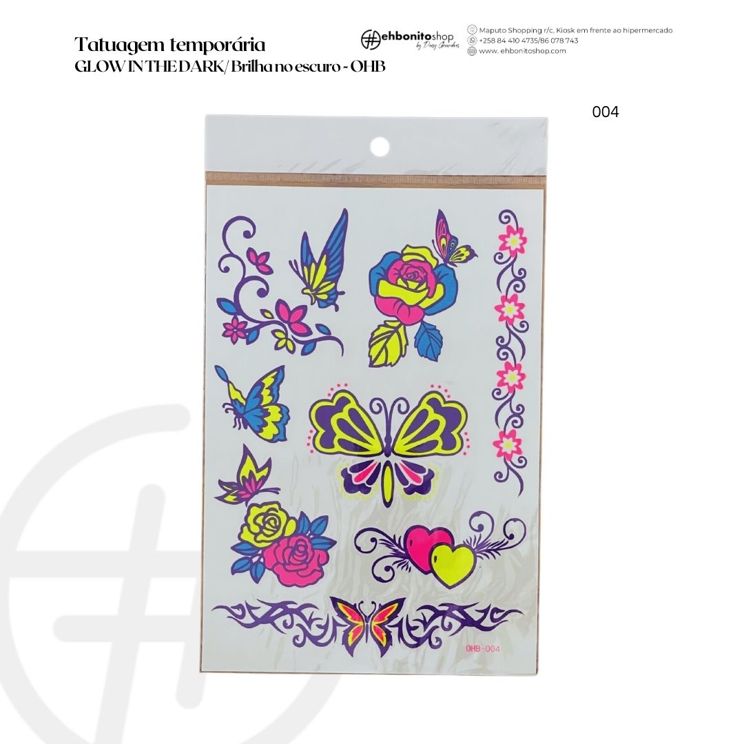 Tatuagem temporária GLOW IN THE DARK/ Brilha no escuro-OHB - EhbonitoshopMoz