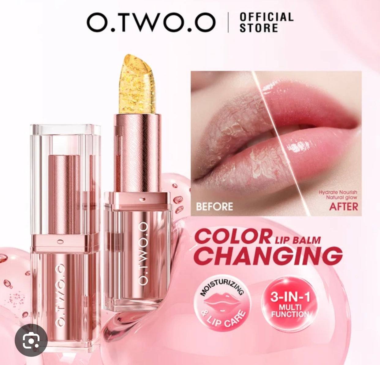 O.TWO.O Haute Gold Foil Thermochromic Lipstick (01) sunlight