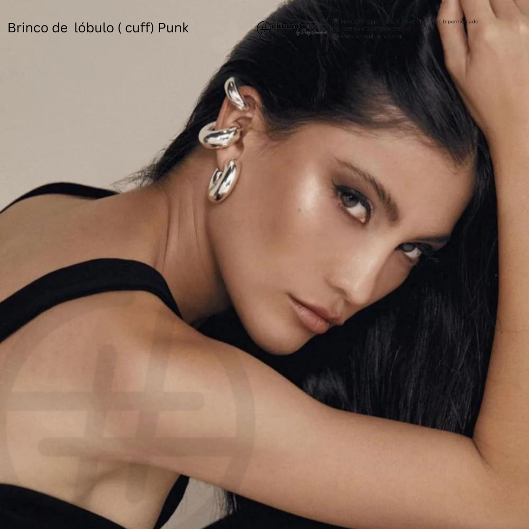 PUNK - BRINCO para Lóbulo ( Cuff) banhado a ouro de 18k - EhbonitoshopMoz