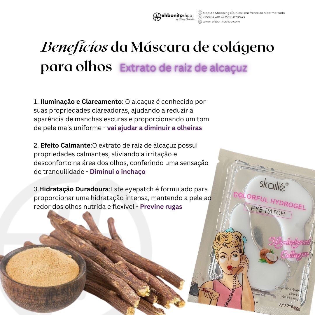 Máscara de Olhos extrato de raiz de alcaçuz - Olheiras - SKAILIE - EhbonitoshopMoz