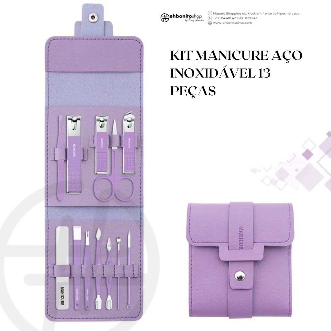 KIT MANICURE AÇO INOXIDÁVEL 13 PEÇAS - EhbonitoshopMoz