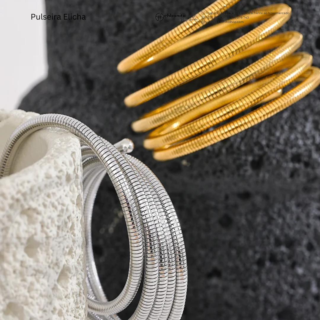 ELICHA - PULSEIRA em espiral com banho de Ouro 18k - EhbonitoshopMoz