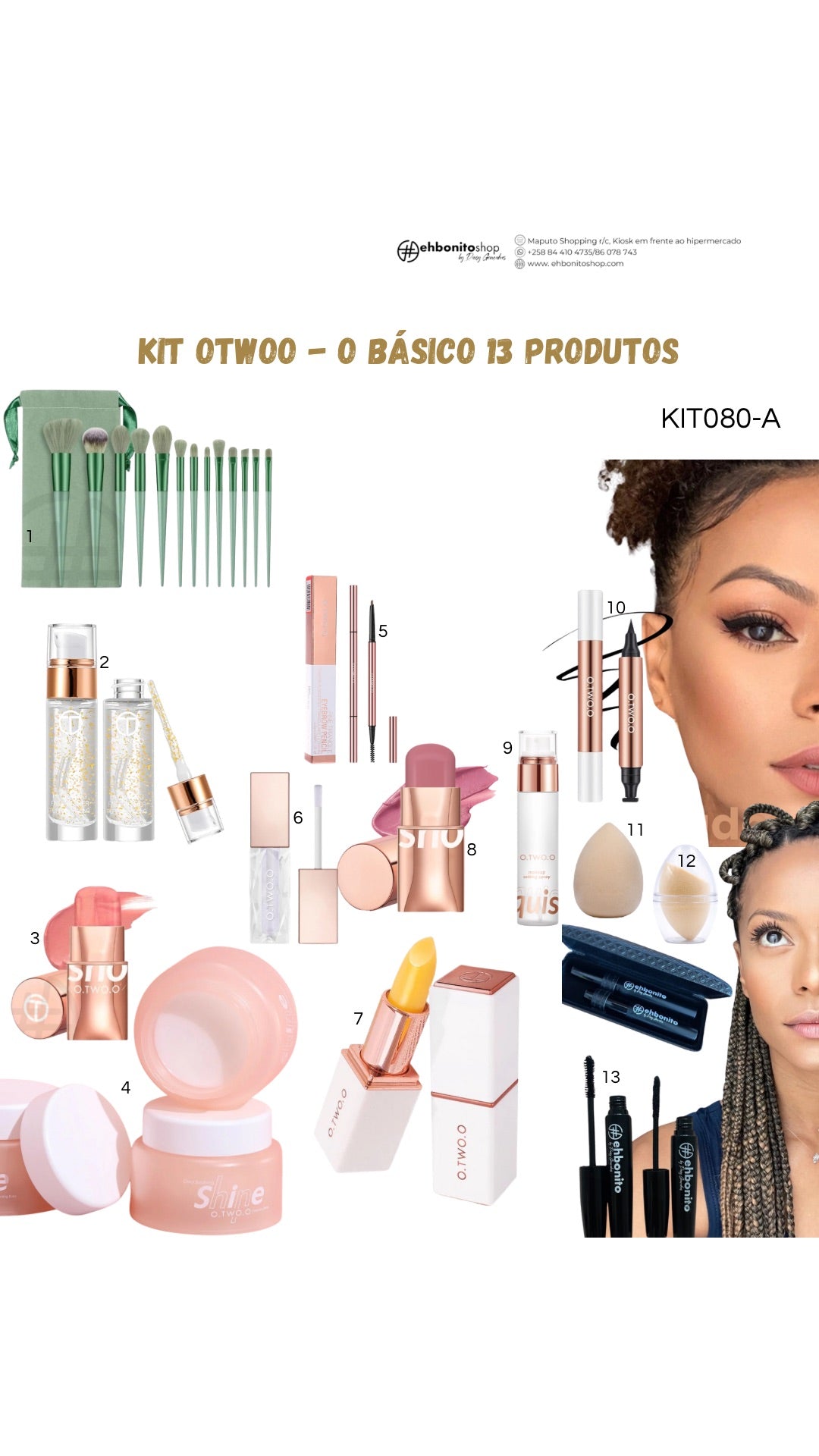 Kit Otwoo Maquiagem Lizete : O Básico - 13 produtos