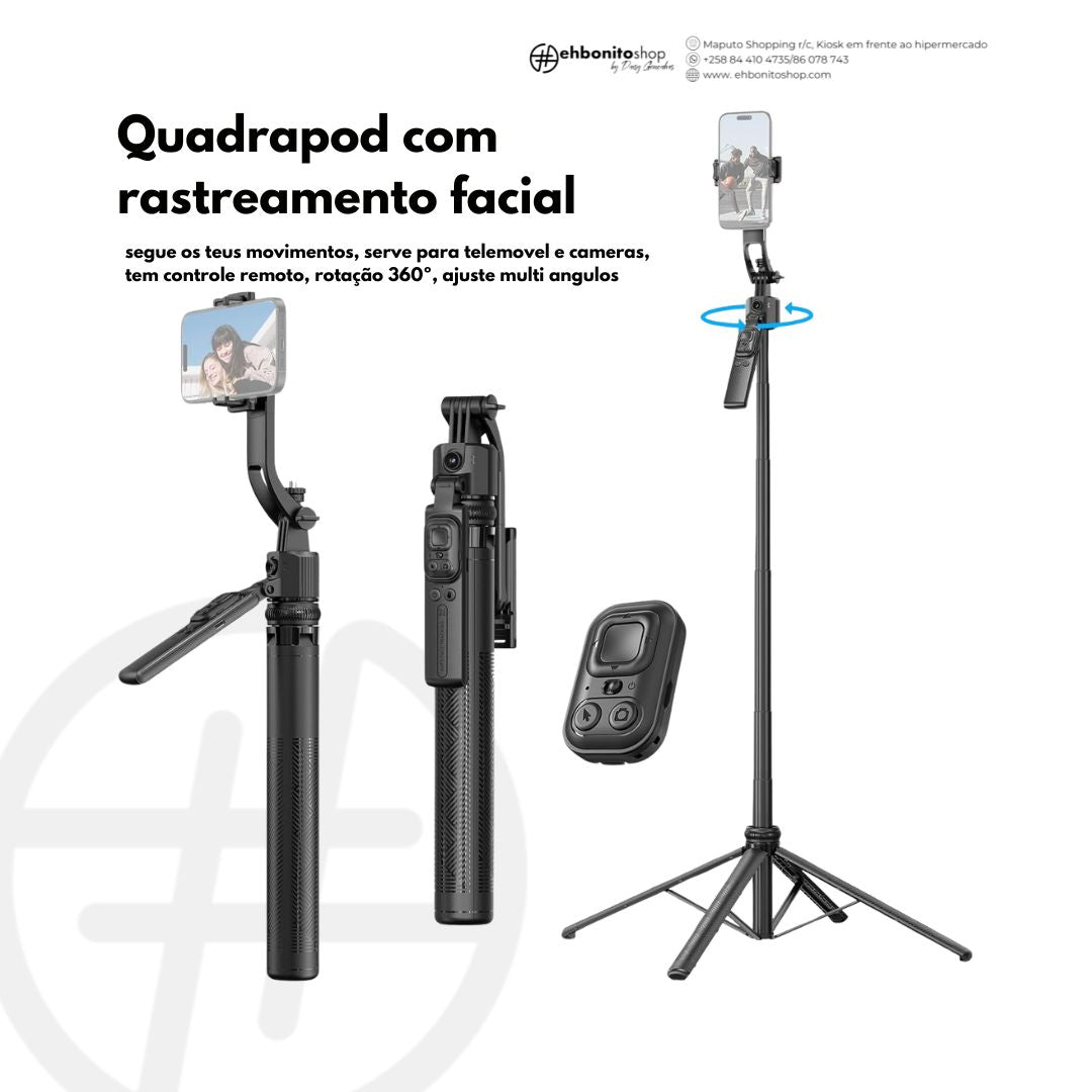 PRÉ VENDA: Tripé , Quadrapod e Bastão de Selfie com Rastreamento Facial por IA