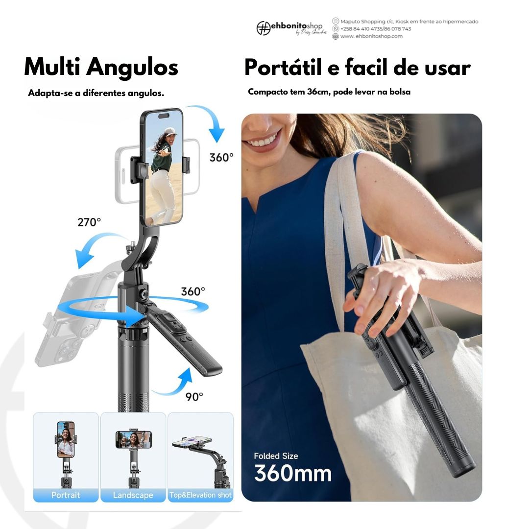 PRÉ VENDA: Tripé , Quadrapod e Bastão de Selfie com Rastreamento Facial por IA