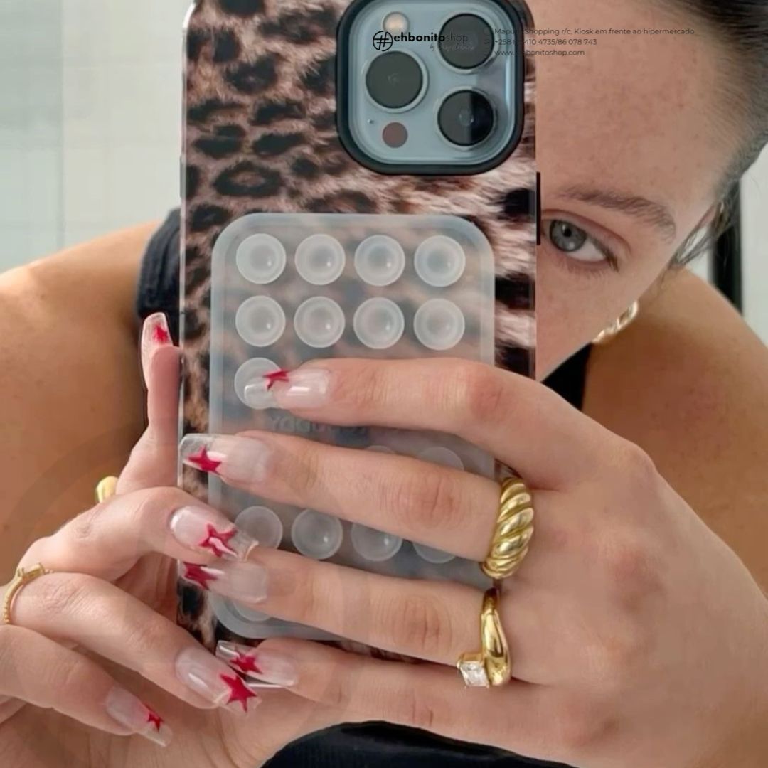 Suporte de Celular com Ventosas de Silicone – Suporte Adesivo com Fixação Forte para Selfies e Vídeos – Durável e Fácil de Usar – Compatível com iPhone e Android – 5,7 cm x 8,2 cm