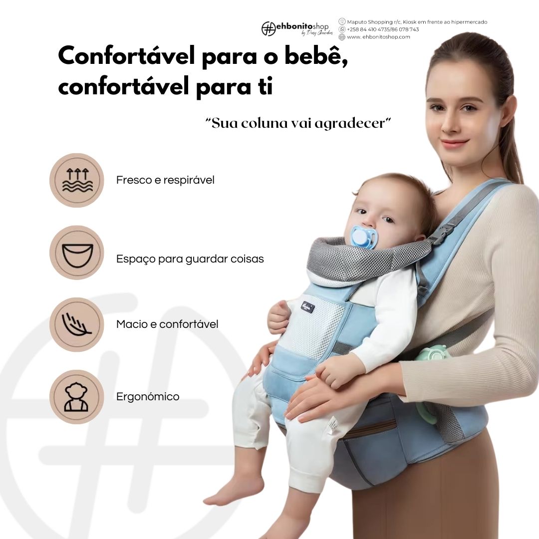 Canguru Ergonômico , Marsúpio 6 em 1 para Bebês – Conforto e Suporte Ajustável dos 0 aos 36 Meses - EhbonitoshopMoz