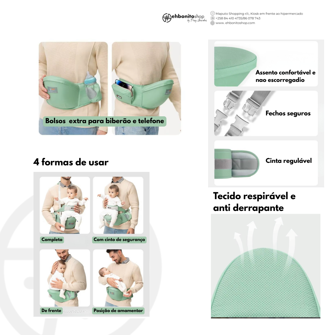 Base de Canguru Ergonómico com Fita de Segurança