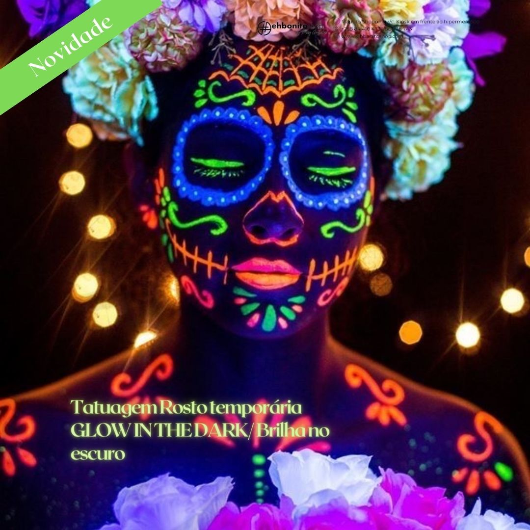 Tatuagem Rosto temporária GLOW IN THE DARK/ Brilha no escuro - EhbonitoshopMoz