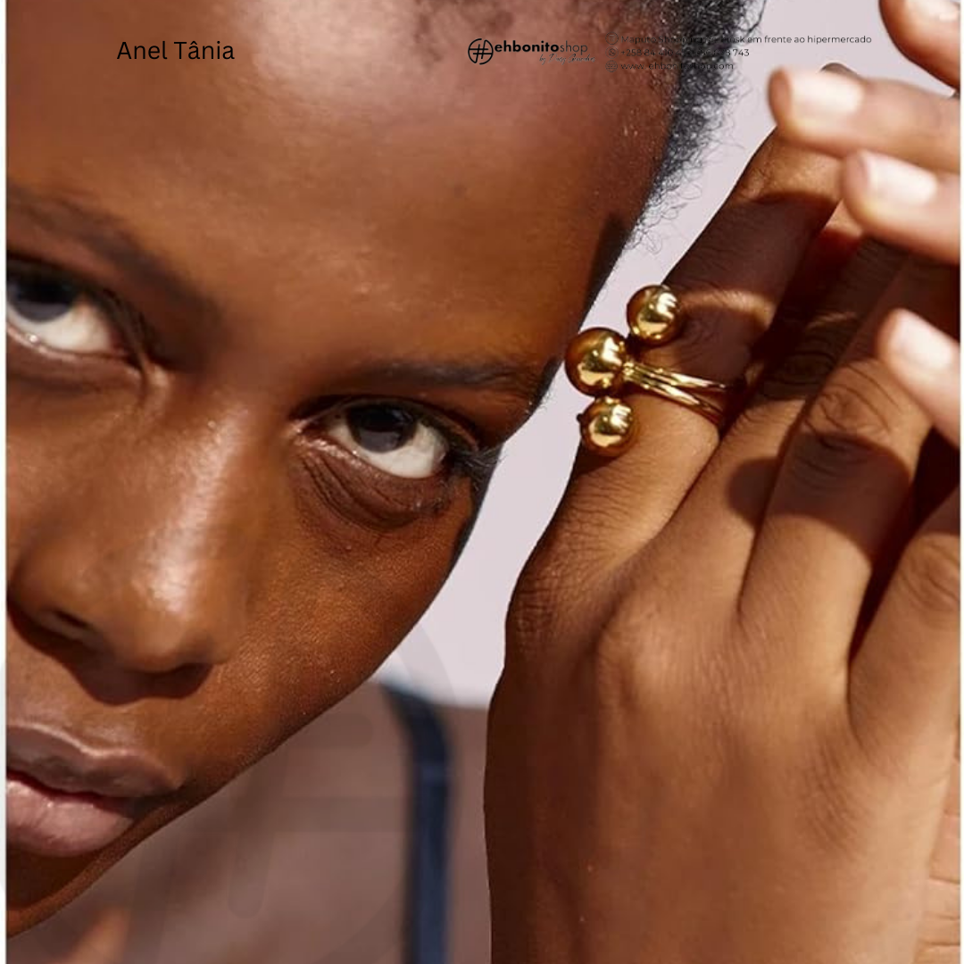 CAMILA - ANEL espiral com bolas banhado a ouro de 18k - EhbonitoshopMoz