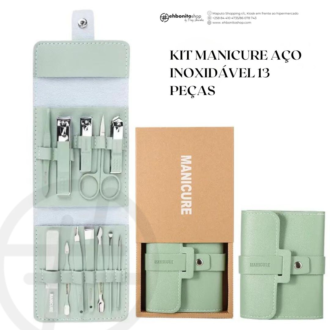 KIT MANICURE AÇO INOXIDÁVEL 13 PEÇAS - EhbonitoshopMoz