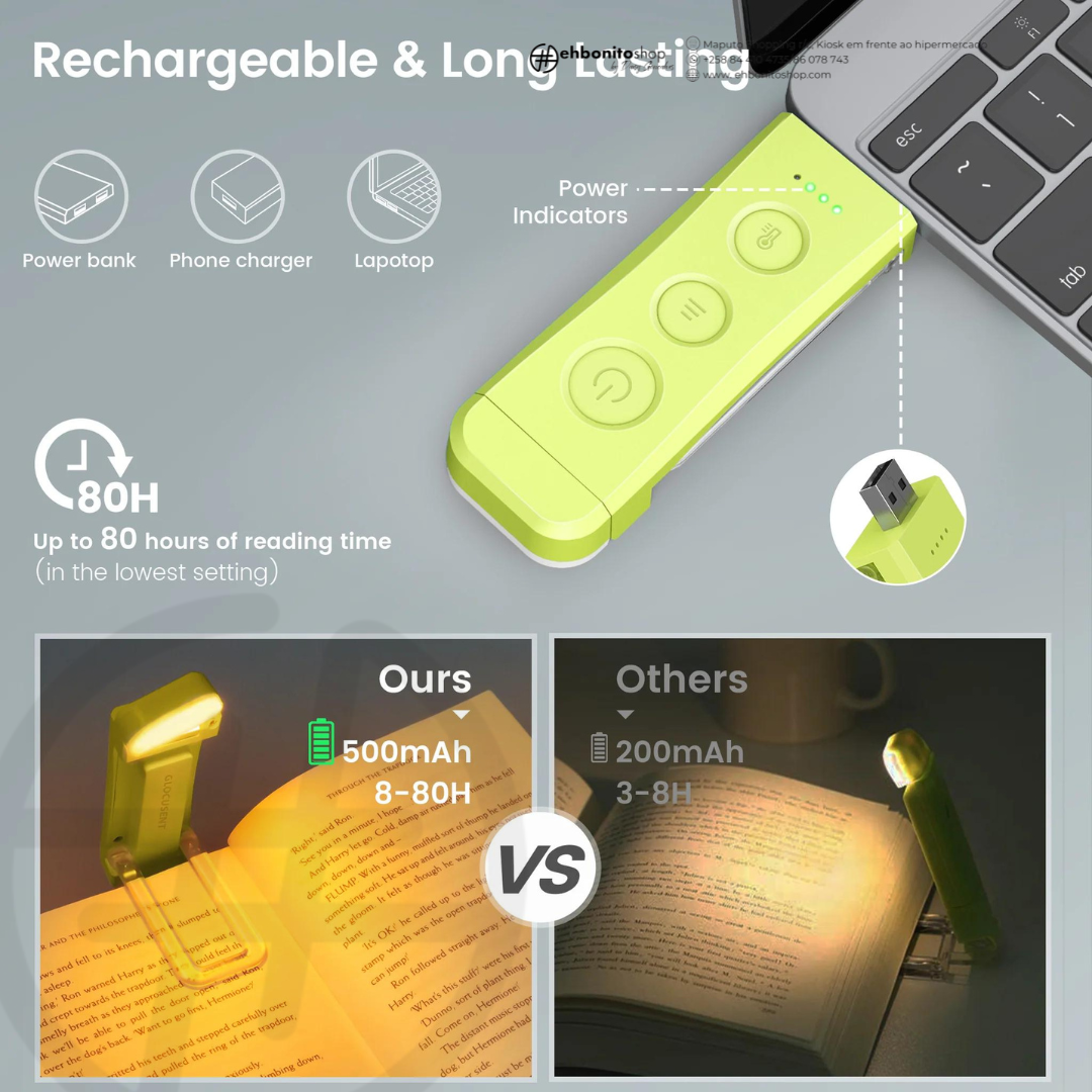 Luz de Leitura LED, 3 modos - Glocusent - EhbonitoshopMoz