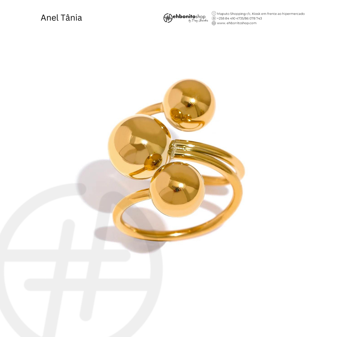 CAMILA - ANEL espiral com bolas banhado a ouro de 18k - EhbonitoshopMoz