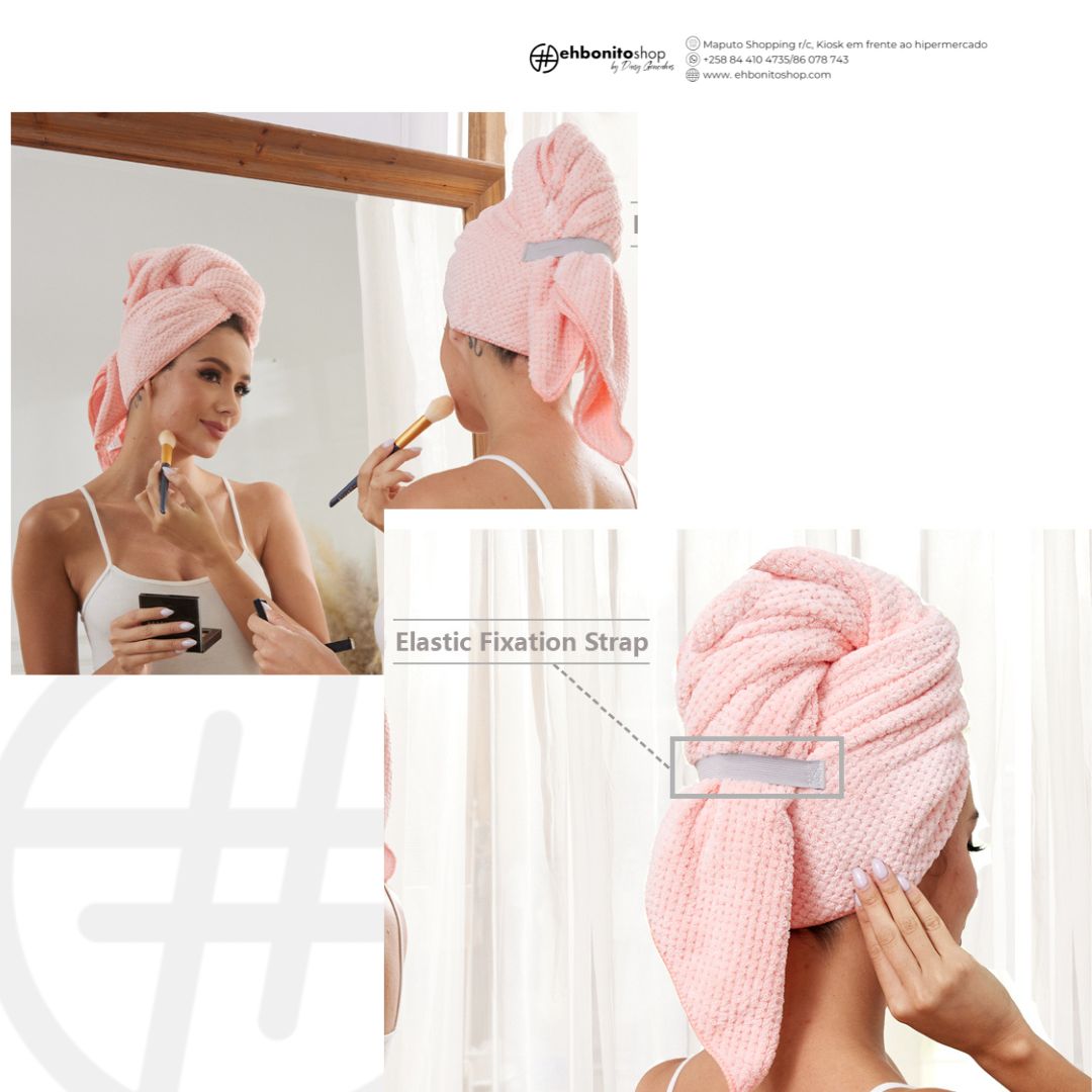 Toalha de Cabelo em Microfibra ehbonito – Grande, Absorvente e Antifrizz - EhbonitoshopMoz