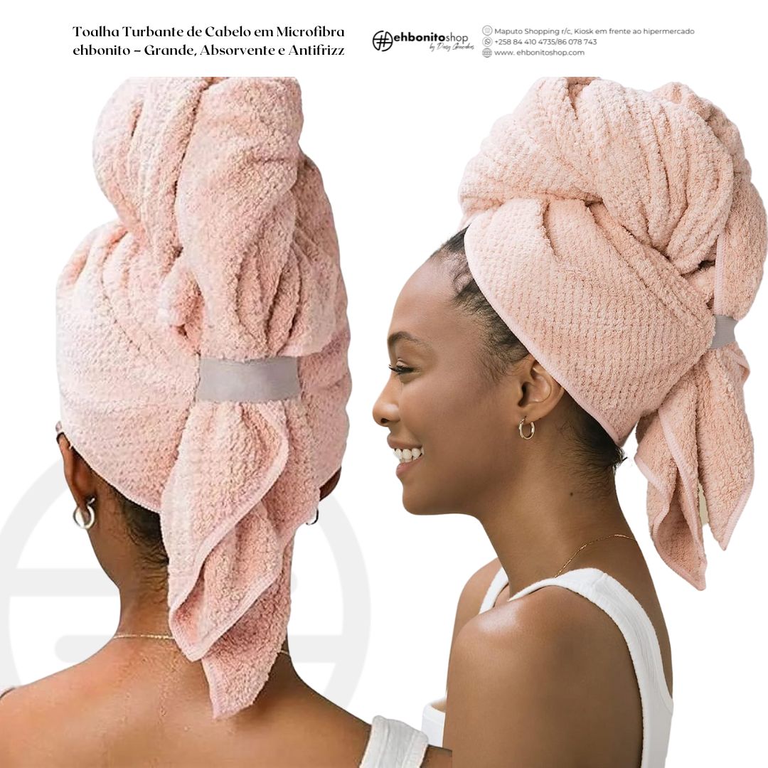 Toalha de Cabelo em Microfibra ehbonito – Grande, Absorvente e Antifrizz - EhbonitoshopMoz