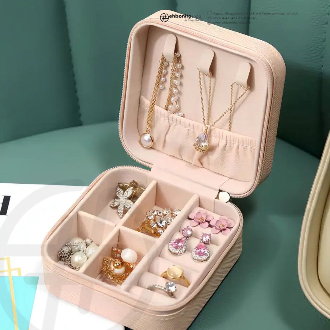 Estojo Portátil de Joias – Compacto, Elegante e Ideal para Viagens - EhbonitoshopMoz