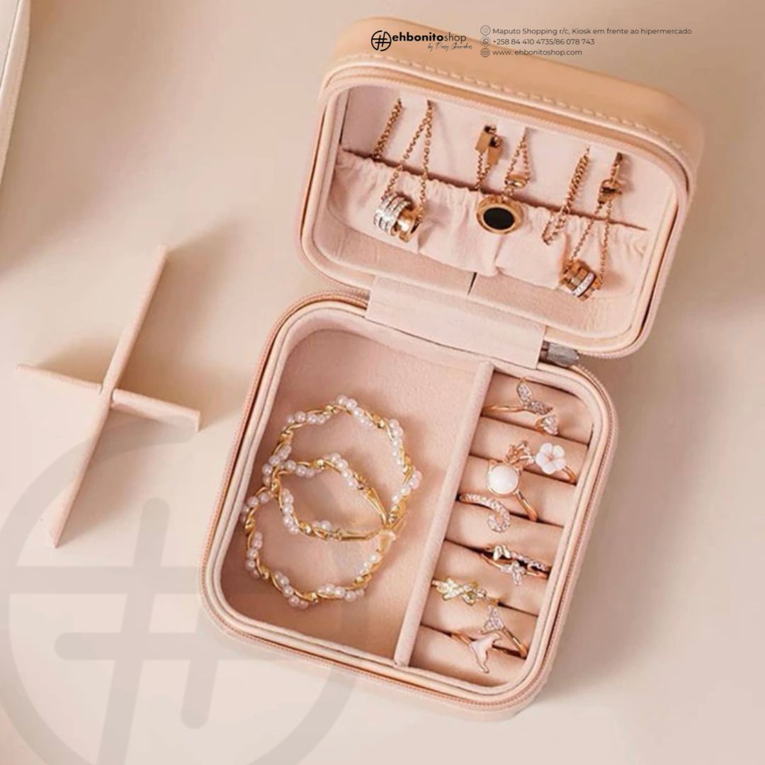 Estojo Portátil de Joias – Compacto, Elegante e Ideal para Viagens - EhbonitoshopMoz