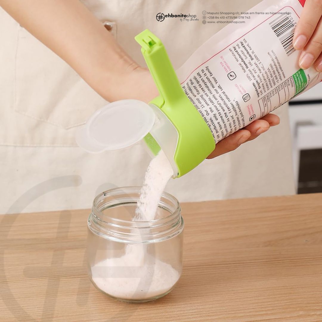 Conjunto de 4 Prendedores de Saco com Bico Vertedor, Prendedores para Sacos de Lanches com Tampa de Despejo, Seladores Reutilizáveis de Plástico para Alimentos - EhbonitoshopMoz