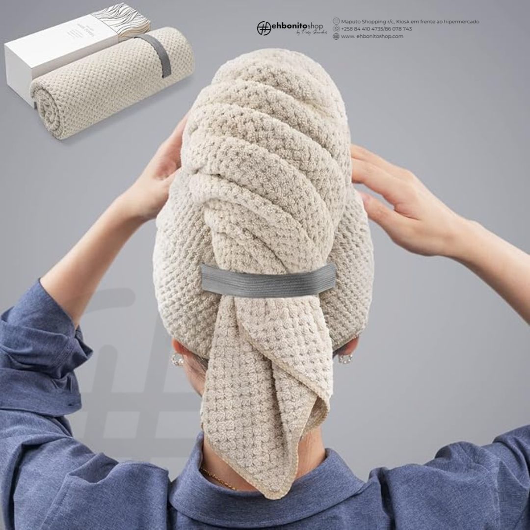 Toalha de Cabelo em Microfibra ehbonito – Grande, Absorvente e Antifrizz - EhbonitoshopMoz