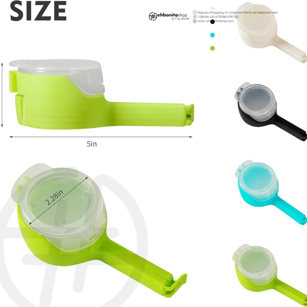 Conjunto de 4 Prendedores de Saco com Bico Vertedor, Prendedores para Sacos de Lanches com Tampa de Despejo, Seladores Reutilizáveis de Plástico para Alimentos - EhbonitoshopMoz