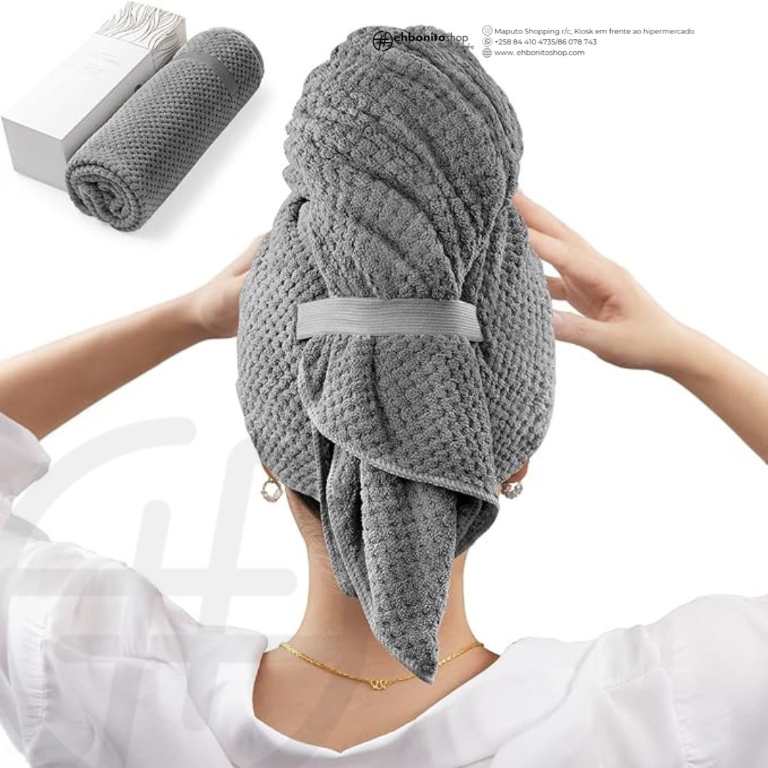 Toalha de Cabelo em Microfibra ehbonito – Grande, Absorvente e Antifrizz - EhbonitoshopMoz